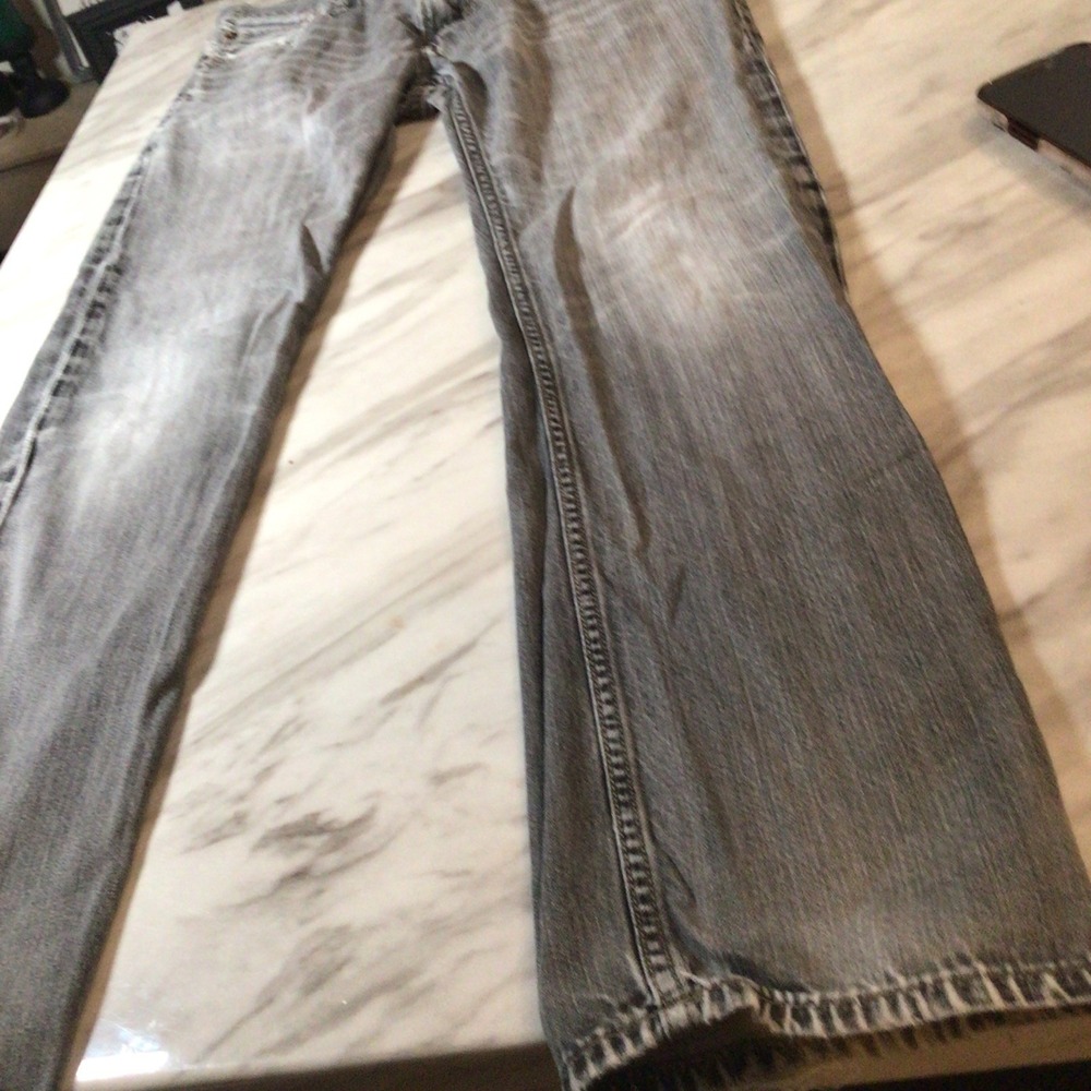 Men's American Eagle Outfitters Slim Straight Jeans 30x32 Grey Wash Frayed Hems - Picture 11 of 13